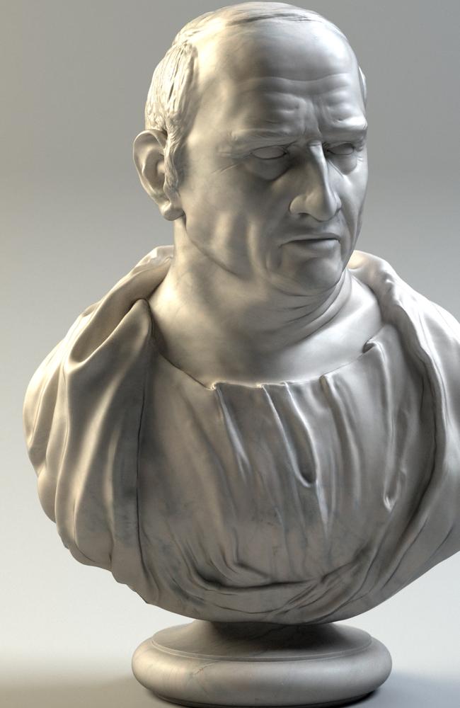 A marble bust of Marcus Tullius Cicero.