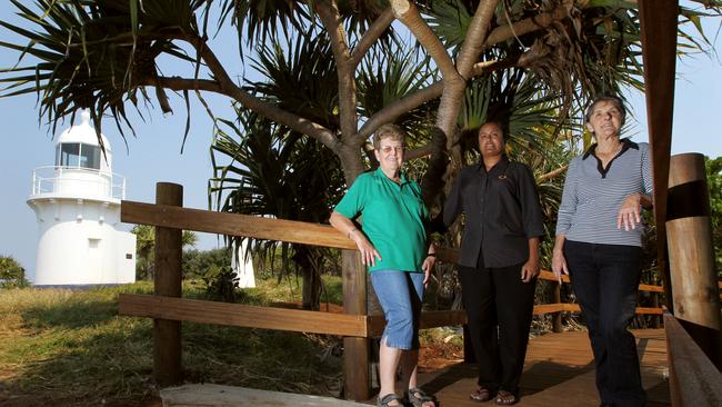 Ms Bolton (right) with Joan Mitchell from Fingal Head Coastcare and Leweena Williams from the Tweed/Byron Local Aboriginal Land Council after a new boardwalk was constructed on the headland in 2011.