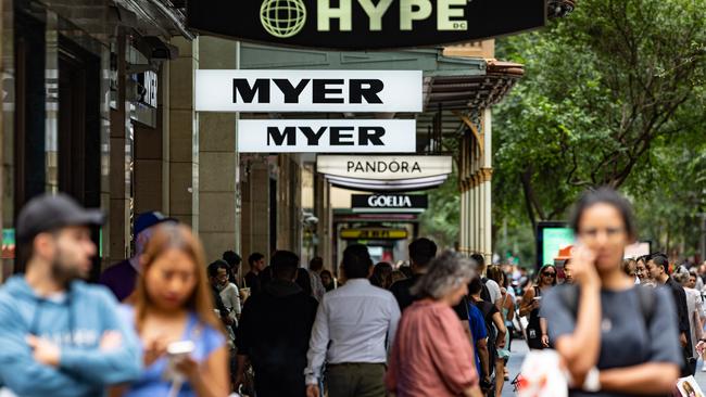 Myer is advertising for ‘loss protection officers’ as their shrinkage costs increase. Picture – ChrisPavlich/The Australian