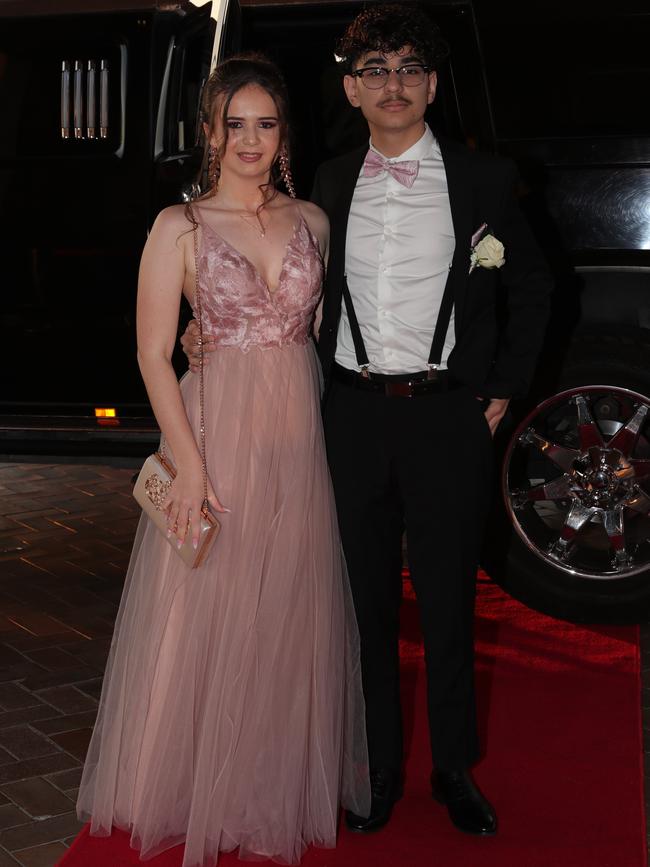 Tony Sharp, 17, and Tatiana Dustin at the Ormeau Woods School formal at Links Resort, Hope Island. Picture: Glenn Hampson