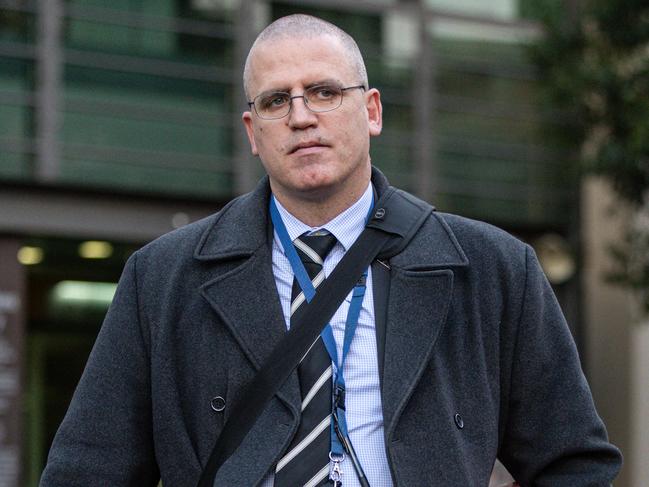 Detective Stephen Eppingstall departs the Latrobe Valley Court in Morwell. Picture: NewsWire