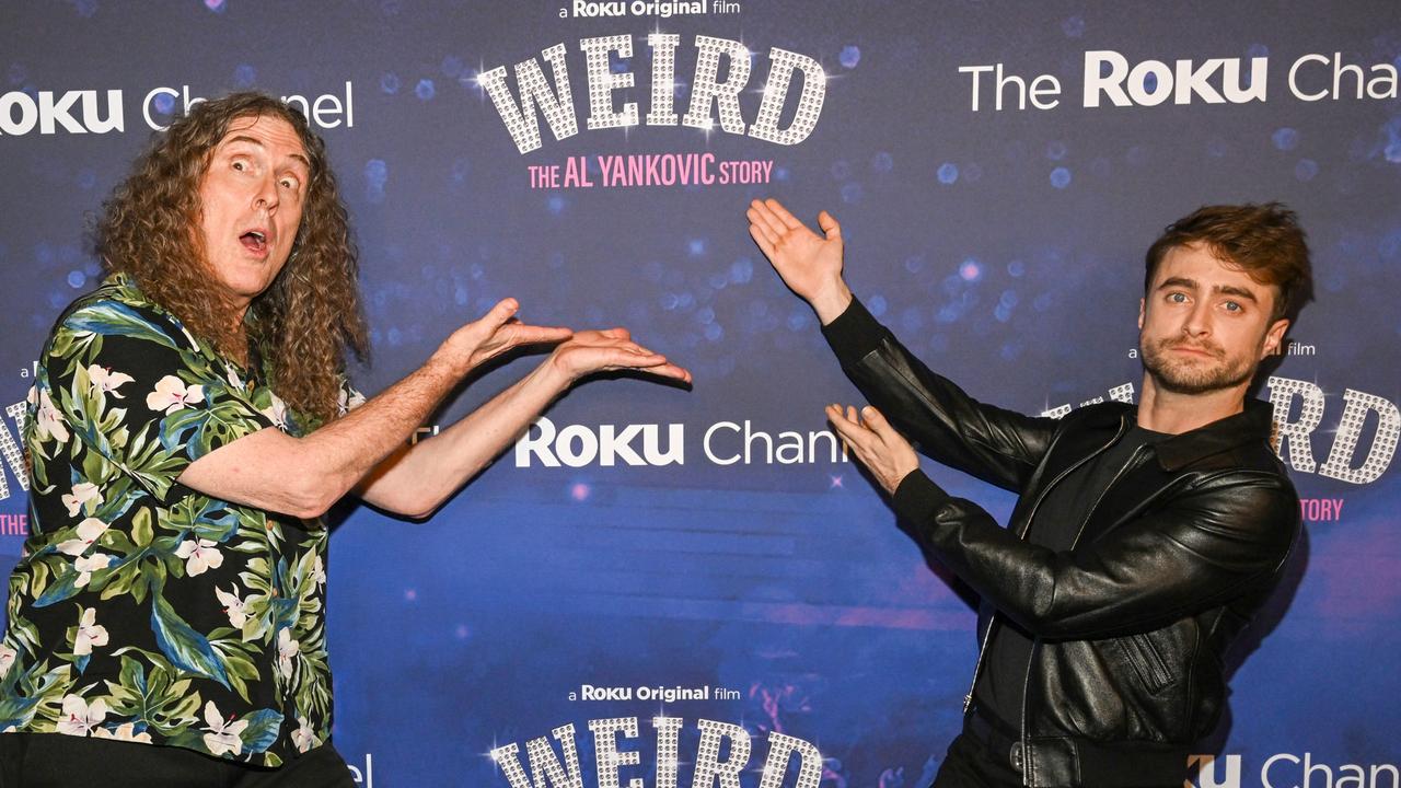 ‘Weird Al Yankovic and Daniel Radcliffe at the US premiere Of Weird: The Al Yankovic Story in Brooklyn. Picture: Getty Images for The Roku Channel