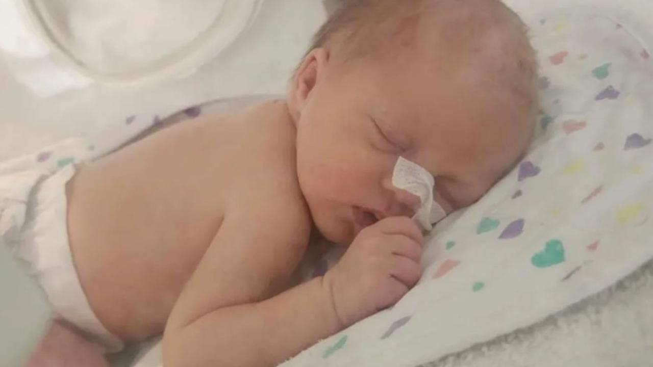 Baby Hazel Jackman, who was born in Hobart, is in Melbourne with her parents Bridget Flanagan and Damien Jackman awaiting further life-saving surgery. Picture: Supplied by the family