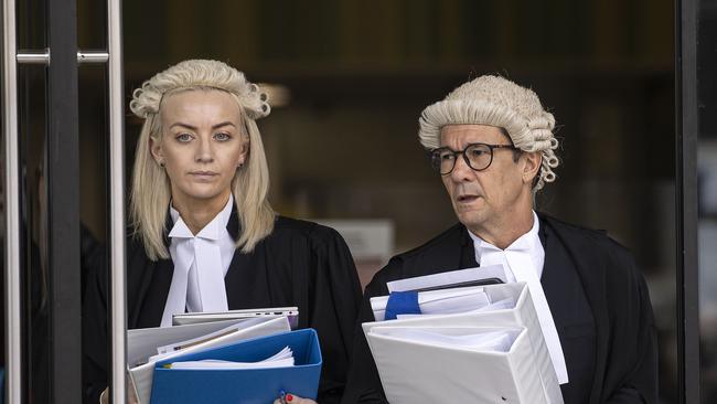 Shane Drumgold and his junior counsel Skye Jerome leaving court during the Bruce Lehrmann trial in Canberra in 2022. Picture: Gary Ramage/NCA NewsWire