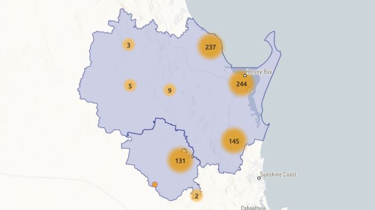 Unlawful use of a motor vehicle offences in the Wide Bay and Burnett by location over the past 12 months. Data: QPS