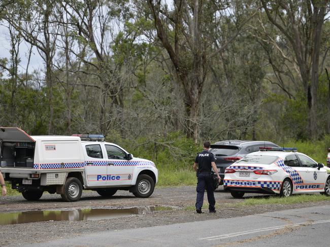 Police at the scene south of Toowoomba. Picture: Kevin Farmer