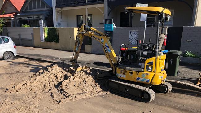 Sand was spread along the street.