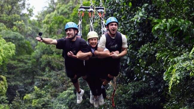 Sam Bloom takes on the giant swing at Skypark