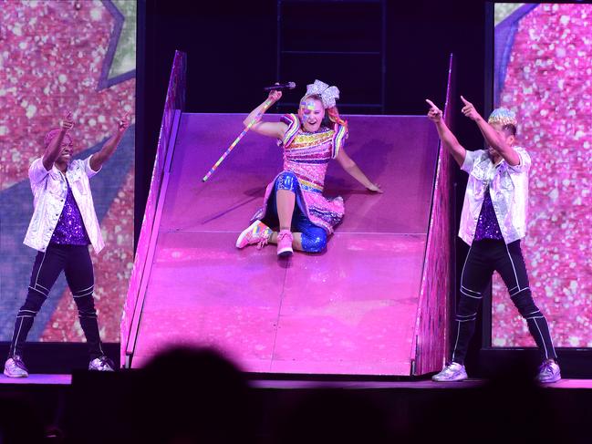 The D.R.E.A.M. show includes JoJo’s trademark pink slide. Picture: Getty