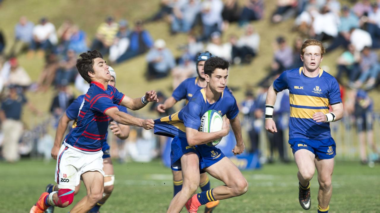 Kyle Turei, Downlands and David Armstrong, Grammar. O'Callaghan Cup, Downlands vs TGS. Saturday, 9th Sep, 2017.