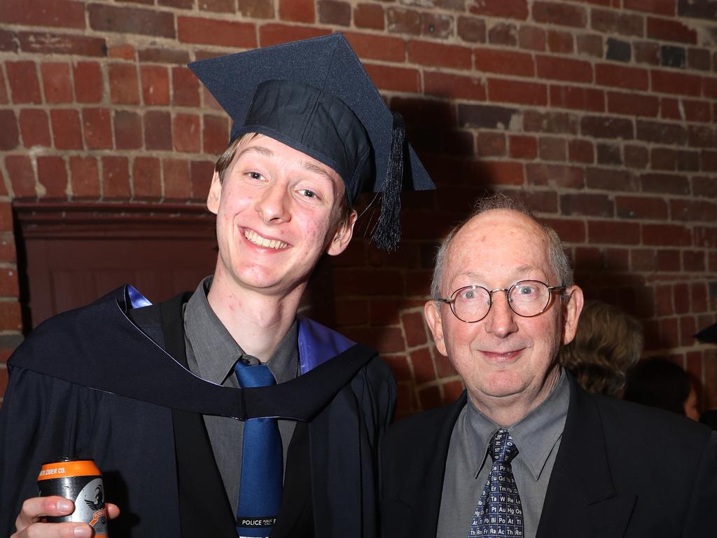 Norman Harty and Brian Harty. Deakin University graduation arts and SEBE faculty. Picture: Alan Barber