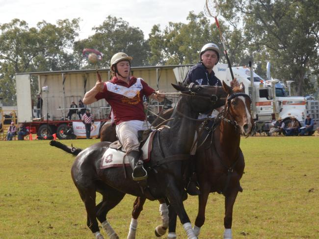 Polocrosse action at the Australian Polocrosse Nationals tournament held in Chinchilla on June 28, 2024.