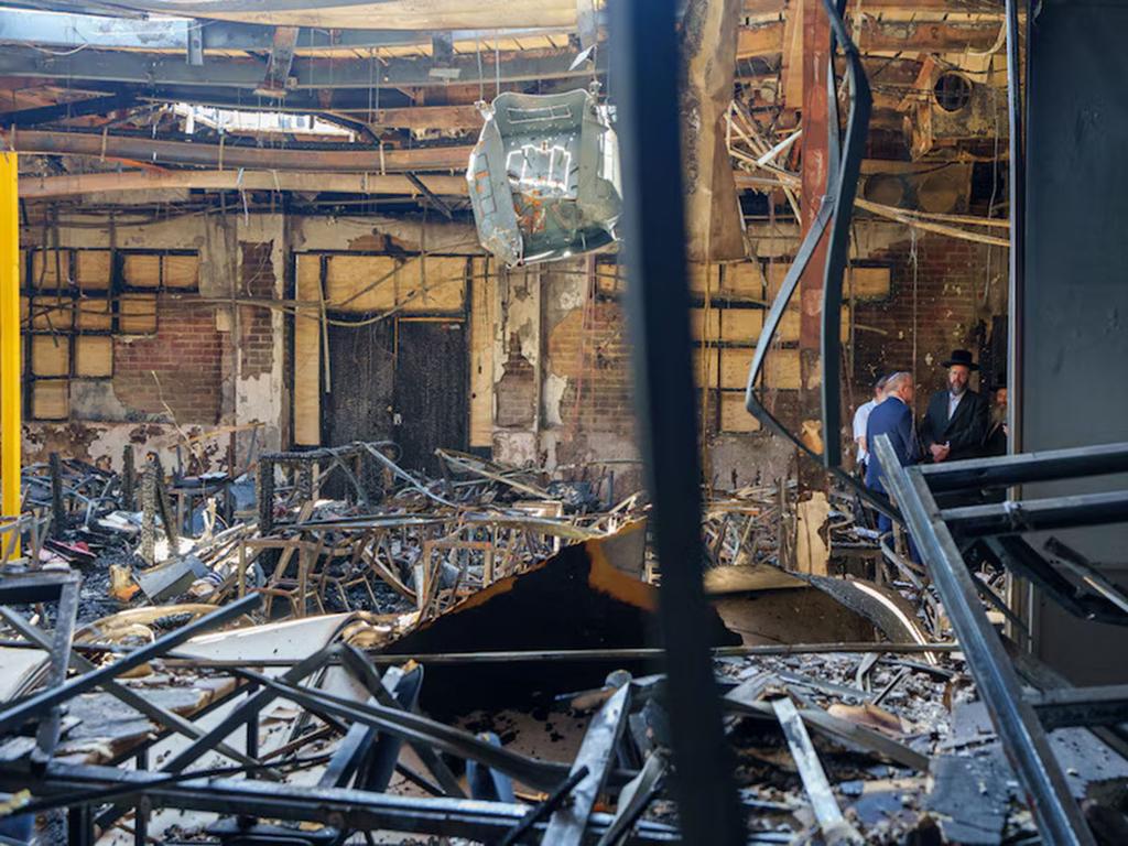 The damage inside the Adass Israel Synagogue in Ripponlea which was destroyed when fire bombed last week. Picture: Instagram