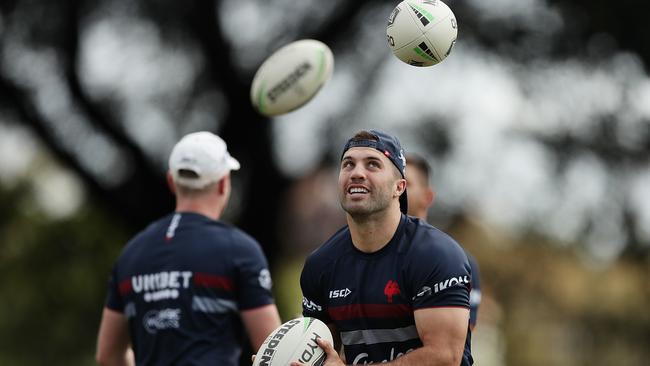 Eyes on the prize: James Tedesco at Roosters training. Picture: Getty