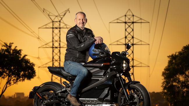 Ian Royall tests the electric Harley-Davidson LiveWire. Picture: Mark Stewart