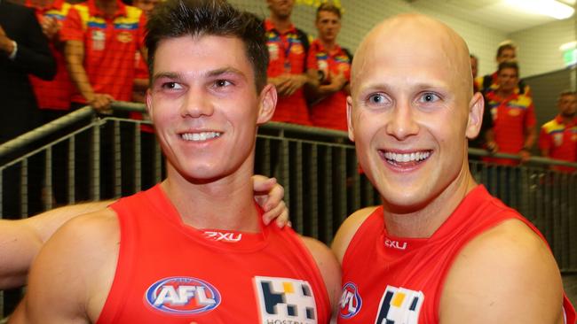 Jaeger O'Meara with Gary Ablett. Picture: Darren England