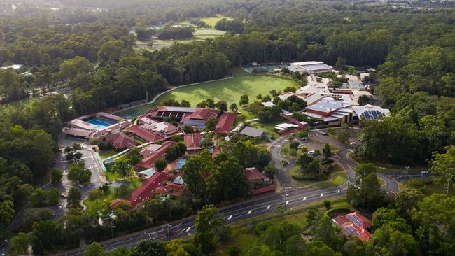 An aerial view of Matthew Flinders Anglican College, Buderim.