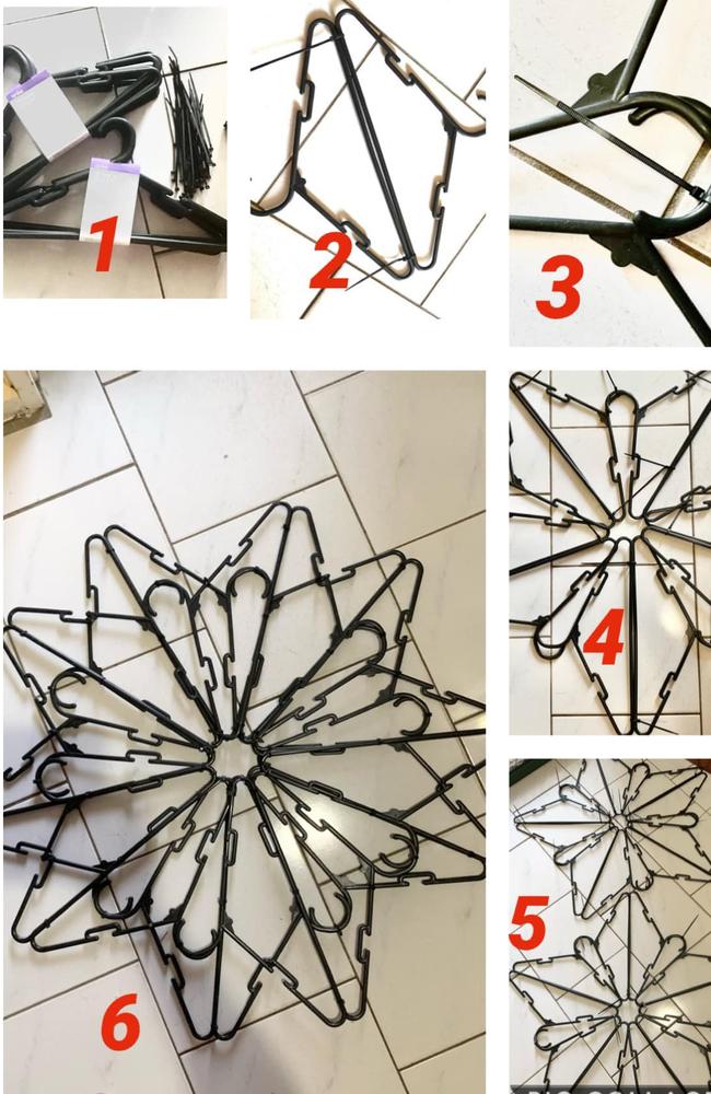 A rough guide of how to design your coat hanger snowflake. Picture: Facebook/BunningsMums