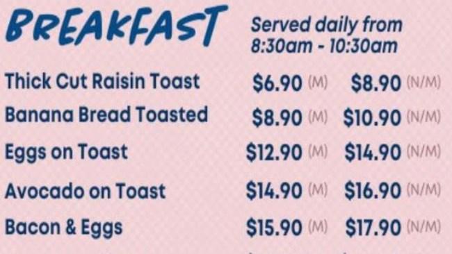 The club has since changed their menu after receiving backlash on social media when a customer complained they did not receive what was listed on the menu. Picture: Facebook