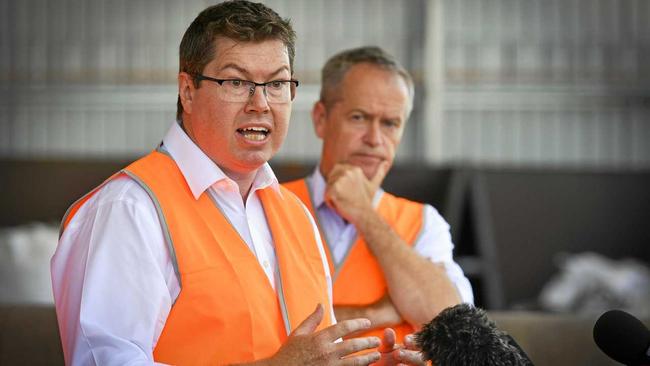 Opposition spokesman on Climate Change and Energy and Shadow Assistant Minister for Infrastructure Pat Conroy and Opposition Leader Bill Shorten at an event in Gladstone earlier this year. Picture: Mike Richards GLA220119NOIL