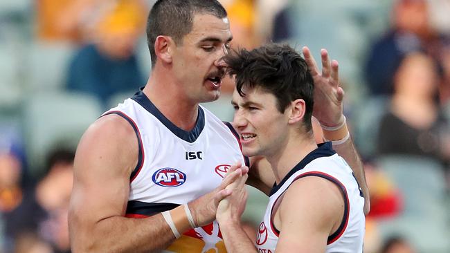 Taylor Walker and Chayce Jones, who will joing Fogarty in the SANFL trial this weekend. Picture: Sarah Reed