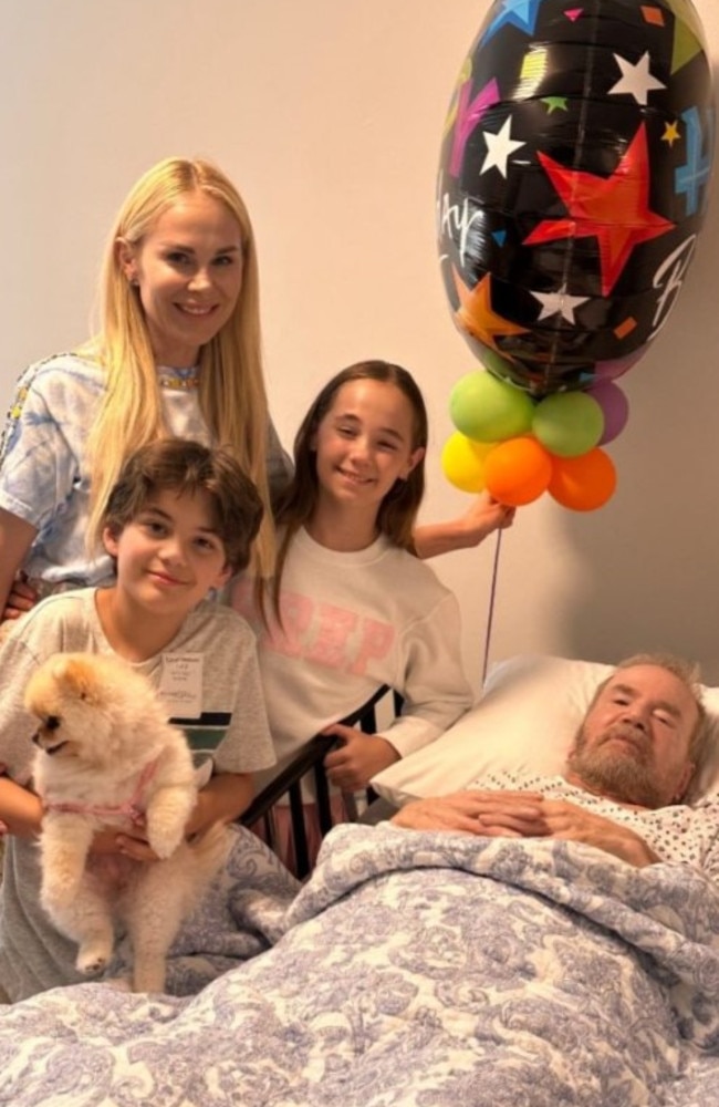 Carl Westcott, 85, with his grandson Cruise Westcott and grand daughter Hilton Westcott, with their mum Kameron Westcott. Picture: Instagram