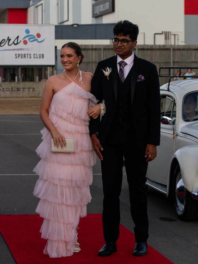 Frank Chelappadan and Megan O'Connor at the 2023 St Lukes Anglican College formal.