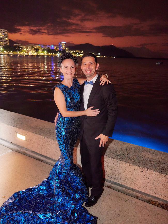 Stellar Cairns couple Alexis and Pasco Rogato are the exemplar of style for this year’s waterfront Sapphire Ball the highlight marquee event of Cairns Amateurs Carnival’s Sapphire Jubilee marking 65 years. Photo: Romy Photography