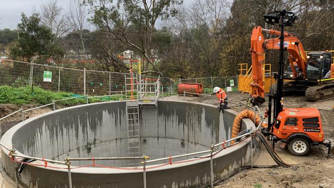 One of the North East Link portals where a new sewage line is being constructed.