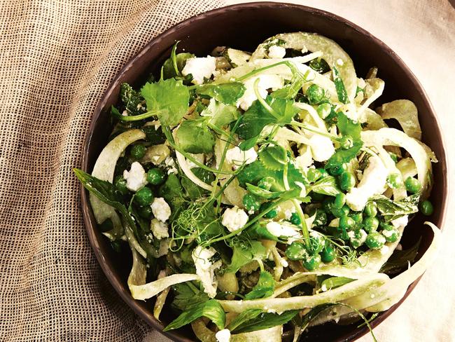 Pea, fennel and feta salad.