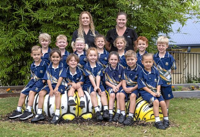 Victory College Class of 2032: Kerry-Lee Sheard (teacher) and Cathy Cody (teacher aide), Jack Long, Mitchell Toomey, Trinity Hayes, Estelle Johnson, Sharni Phillis, Flynn McIntosh, Reuben Stephens.Front row left to right: Boston Isaacs, Alexis Write, Reinhardt Fraser, Jazmyn Bartley, Maddison Webster, Allen Smith, Mariana McPherson. Picture: Troy Jegers