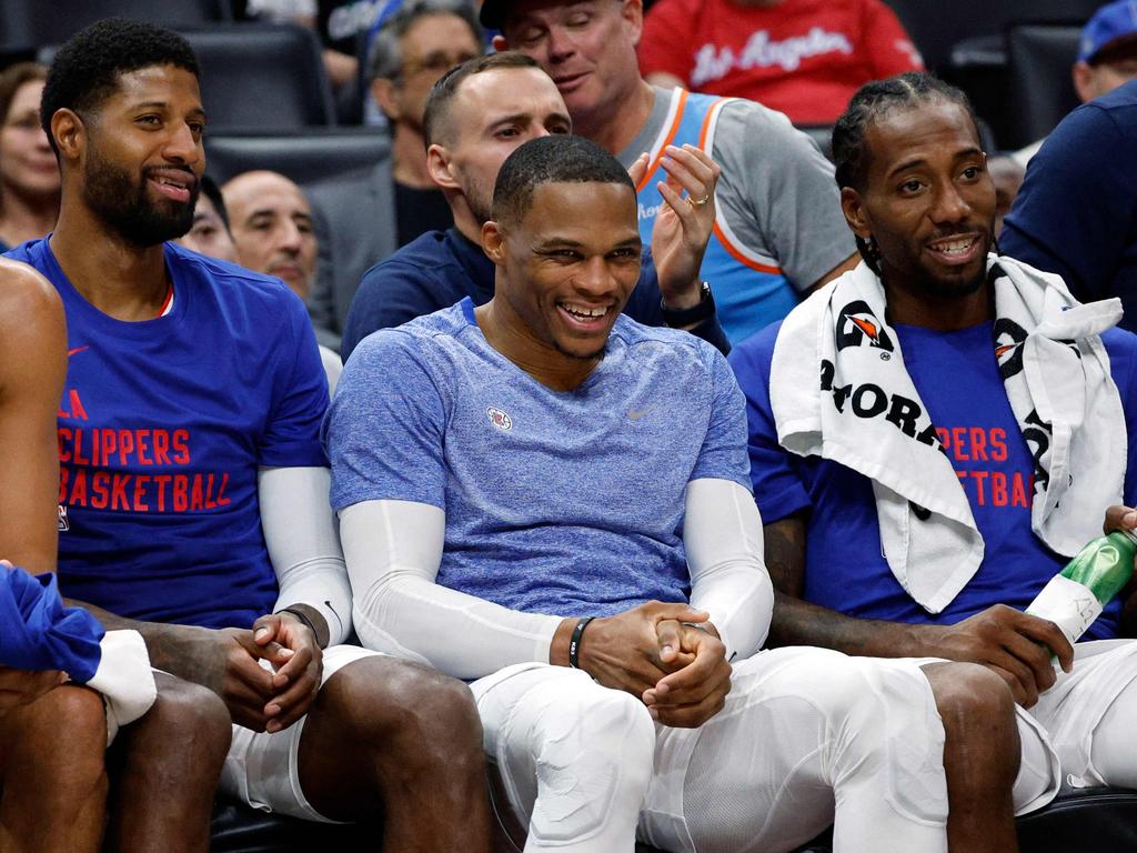 How Harden fits with the existing star trio of Paul George, Russell Westbrook and Kawhi Leonard will be fascinating. Picture: Kevork Djansezian/Getty Images/AFP