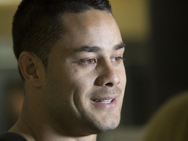 Jarryd Hayne arriving at LAX to trey and play for the NFL. Pic Rupert Thorpe.