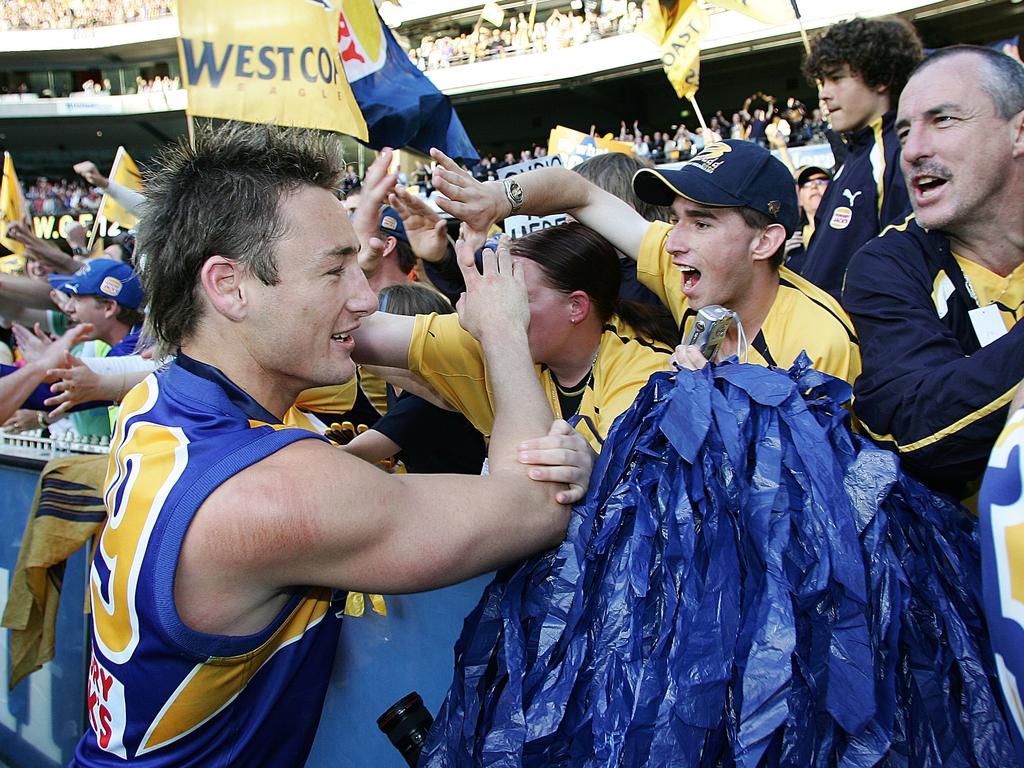 A happier time for Adam Hunter at the 2006 AFL grand final.