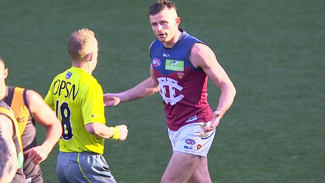 Pearce Hanley cost his team 50m and a goal by arguing with the umpires against Richmond.