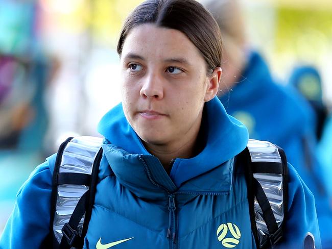 Australian MatildaÃs pictured leaving Brisbane and heading to Sydney for their Monday night round of 16 match against Denmark, pictured is Sam (Samantha) Kerr   Saturday 5th August 2023 Picture David Clark