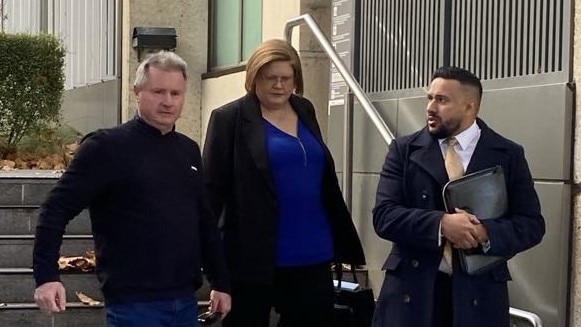 Michael Anthony Holmes (left) outside Queanbeyan Local Court. Picture: Hannah Farrow