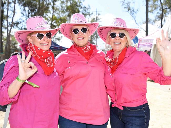 Jen Mathiesen, Jess Price and Kaz Bullion at Gympie Music Muster. Picture: Patrick Woods.