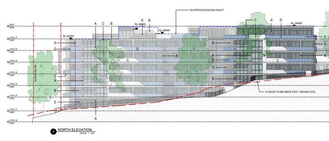 North elevation shows the proposed height of the seven-storey development. Picture: Thomas Adsett Revision C