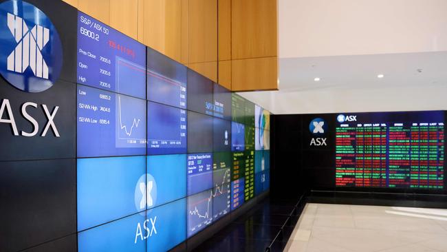 Screens at the Australian Securities Exchange building in Sydney. Picture: Damian Shaw