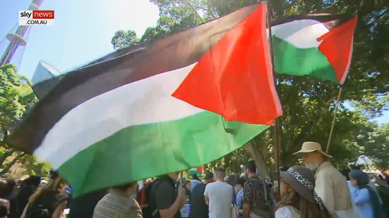 Palestinian supporters rally in Sydney’s Hyde Park 