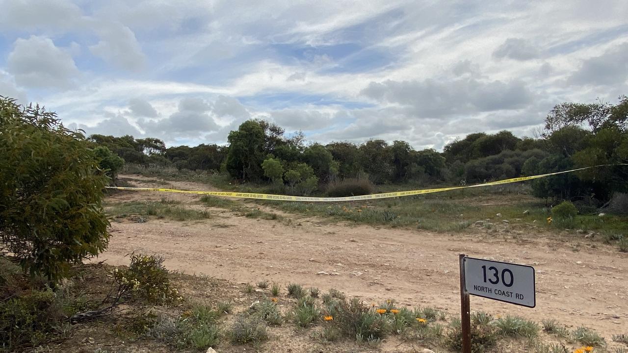 The scene of a murder at Port Neill, South Australia, after a man was found dead in a caravan on a property. Picture: Todd Lewis