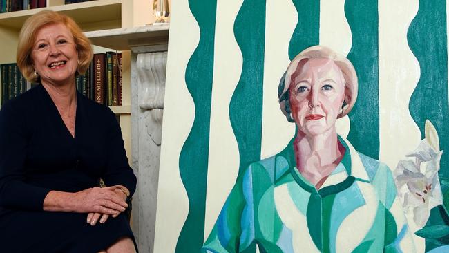 Paint a vulgar picture: Gillian Triggs does Archibald. Picture: Martin Philbey.
