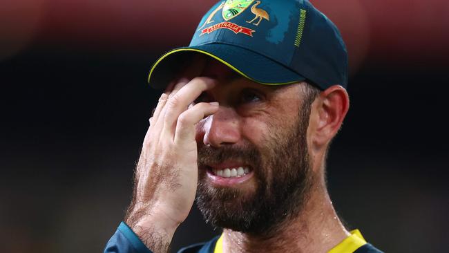 Australia's Glenn Maxwell gestures during the first Twenty20 international cricket match between Australia and Pakistan at The Gabba in Brisbane on November 14, 2024. (Photo by Pat HOELSCHER / AFP) / -- IMAGE RESTRICTED TO EDITORIAL USE - STRICTLY NO COMMERCIAL USE --