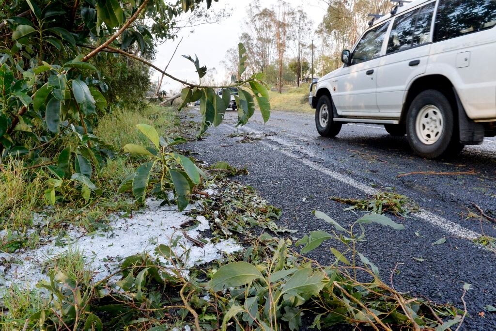 Hail in Fairney View. Photo Inga Williams / The Queensland Times. Picture: Inga Williams