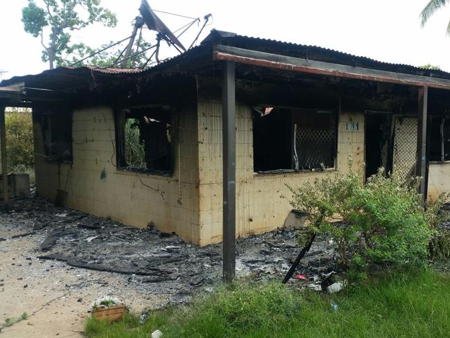 One of eight houses in Aurukun destroyed by a rioting mob after a fatal stabbing