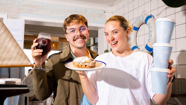 Joe’s Kiosk manager Elliott Brown and staff member Chloe Linke. They, along with friends and family, get 20 per cent off at 11 company venues. Picture: Morgan Sette