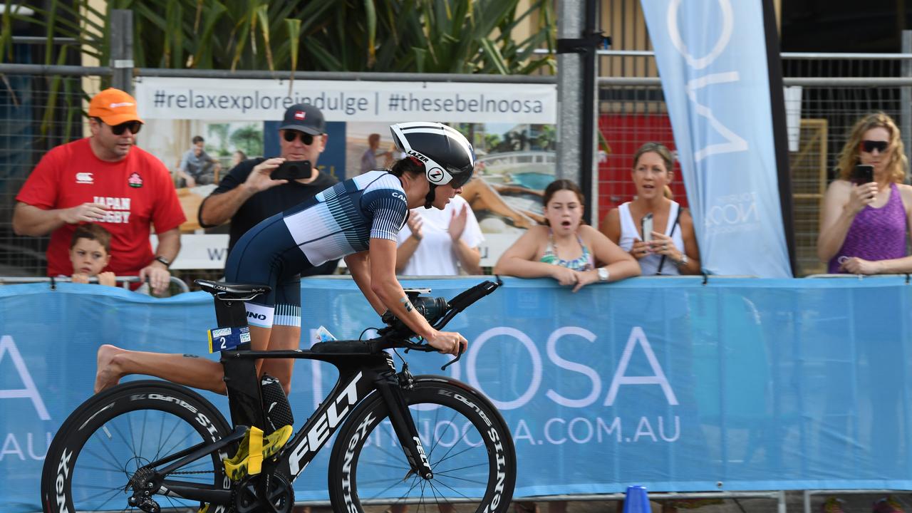 Natalie Van Coevorden in the bike leg of the 2019 Noosa Triathlon. Picture: Warren Lynam