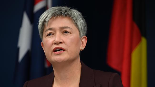 Foreign Affairs Minister Penny Wong took aim at unnamed Morrison government ministers. Picture: NCA NewsWire / Naomi Jellicoe