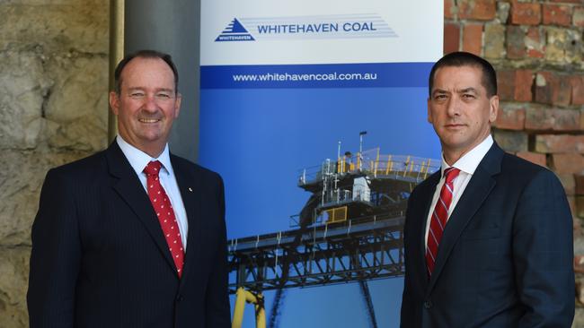 Whitehaven Coal chairman Mark Vaile, left, and CEO Paul Flynn. Picture: AAP